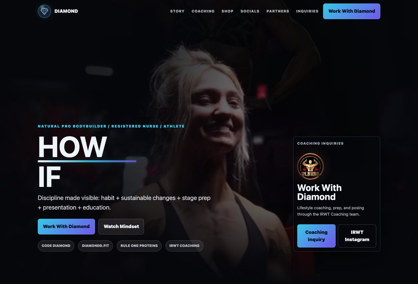 Diamond creator website desktop screenshot