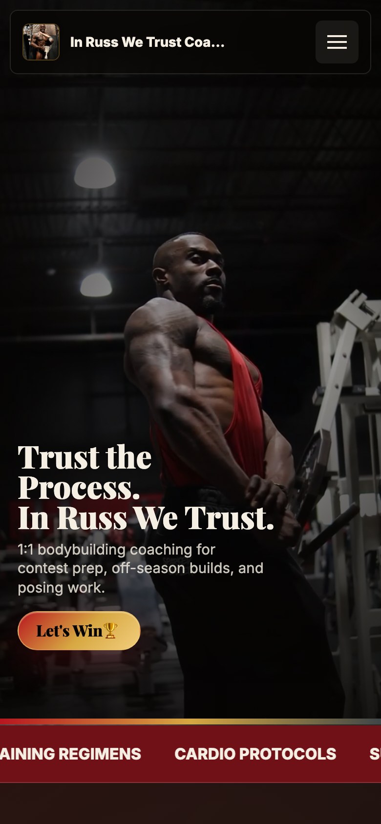 In Russ We Trust Coaching website mobile screenshot